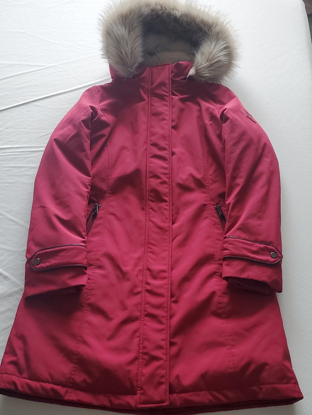 Lauren Ralph Lauren Cranberry Red Down Parka With Faux Fur Hood